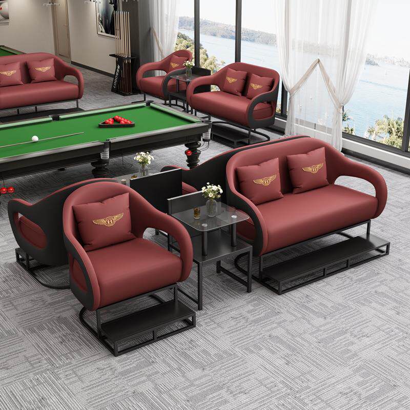 台球室沙发观球椅台球厅专用卡座看球沙发椅轻奢高端桌球双层茶几
