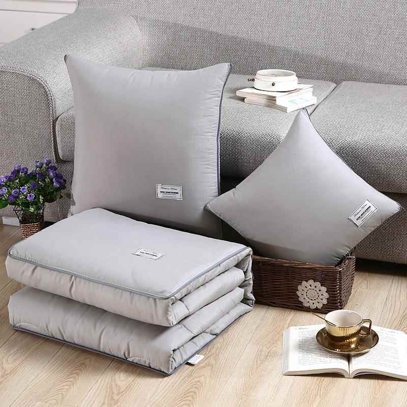 新款-贴布绣两用车载纯色 抱枕被 靠垫被小被子夏被