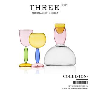 Tlife·Collision·酒具创意设计感葡萄酒高脚杯醒酒器套装 |撞色