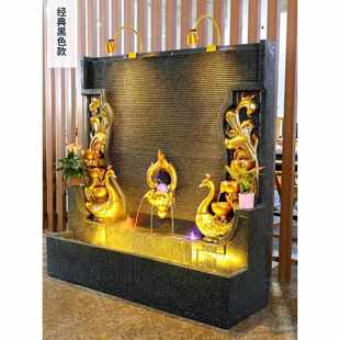 户外别墅公司酒店玄关装 饰品花园造景摆件大型水幕墙假山流水喷泉