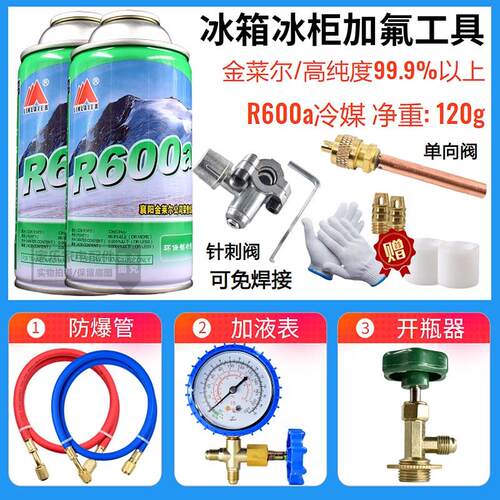 冰箱冰柜R600A冷媒雪种纯利昂加氟工具套装冰种冷冻液定频变频