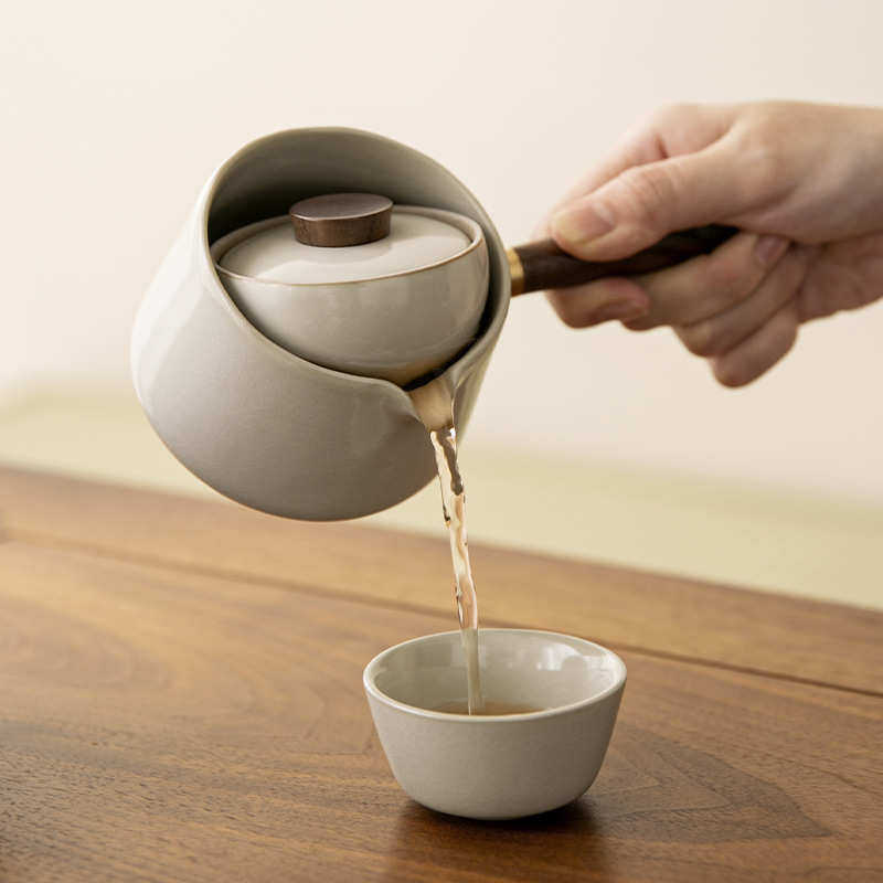 汝窑转转泡茶壶懒人防烫手茶具单壶自动泡茶壶高档功夫茶器陶瓷杯,餐饮具,茶壶,淘宝优惠券,粉丝福利购,淘宝优惠卷