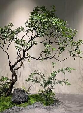 彷马醉木，假植物造景，大型室内装饰，绿色植物，假挂钟，树窗，