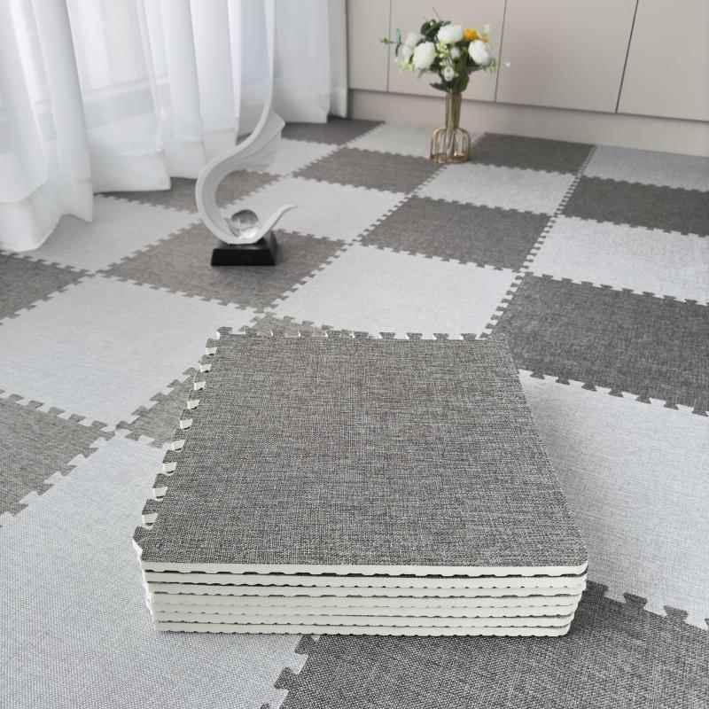 日式棉麻地毯卧室拼接泡沬地垫儿童榻榻米房间家用可擦洗地板垫子