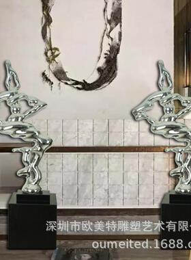 厂抽雕家直供不锈电镀银雕样钢塑酒店板房大堂树脂电镀象光面软装