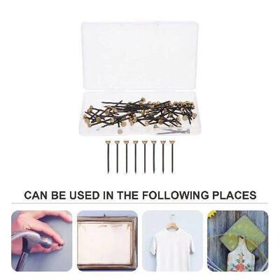 60pcs Black Steel Nails Picture Hanging Wall Hooks Photo