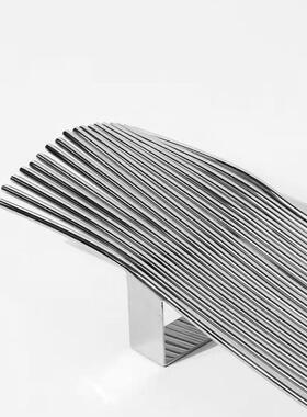 现简约金POK色线条拼接金属托样盘厅摆件客餐厅板房售楼处饰代品