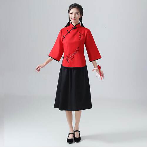 高档外嫁女娘服装女姐回家娘妹团民国中式伴服回门礼服覆古年会合