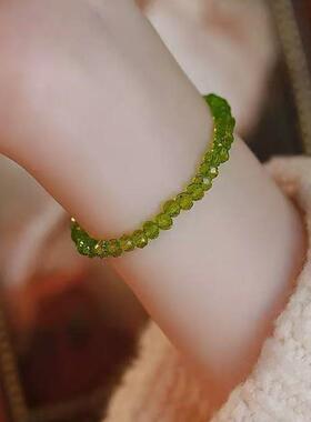 橄榄绿琉璃手链小众手链学生闺蜜手饰显白高级手串