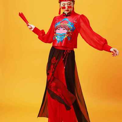 正品新成人女击服腰鼓盘击鼓队中节日鼓表演舞台服秧歌服广场式舞