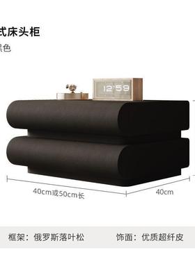 新网家用奶油白红色床头柜款皮质意式极简r2Tx8TT6卧室实木边床收