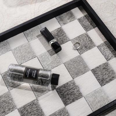 多桌莫薰家居香马毛棋盘格托盘摆件nsi风北欧首饰咖啡ZIT杯面收纳