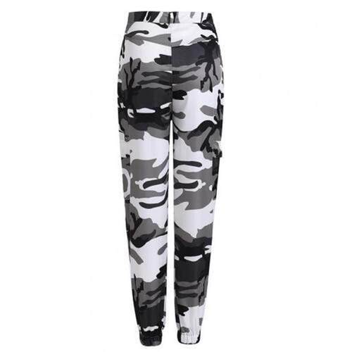Camo printed high-waisted overalls女士时尚迷彩印花高腰工装裤