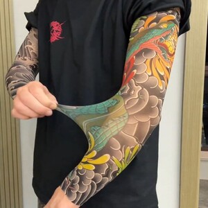 2026新款冰袖男士防晒大花臂纹身超薄无痕袖套冰丝夏季骑行遮阳冰