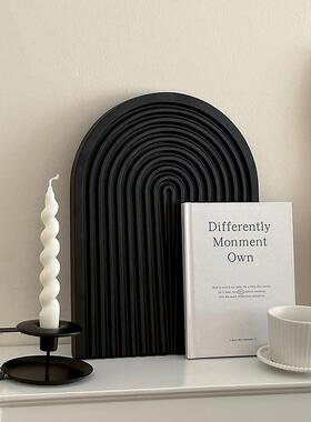 北欧水波纹木质板黑色托盘ins风香薰收纳置物下午茶盘子拍照道具