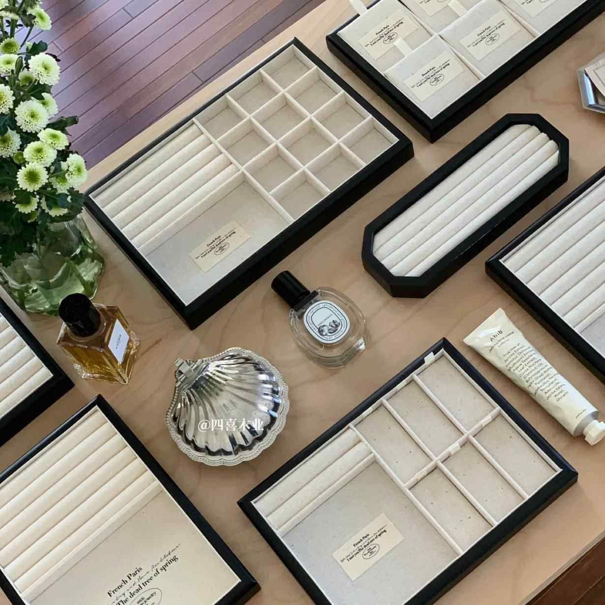 抽屉梳妆台首饰托盘展柜耳饰珠宝戒指项链陈列收纳饰品展示架道具