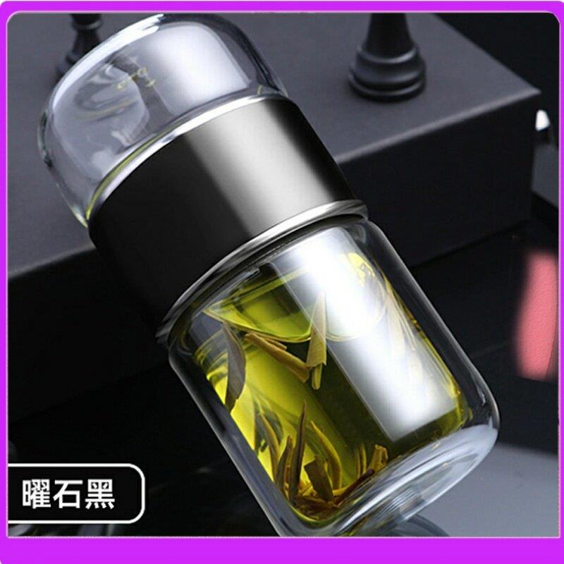 高档茶水分离玻璃杯女双层隔热泡茶杯带盖子过滤花茶杯子迷你小水