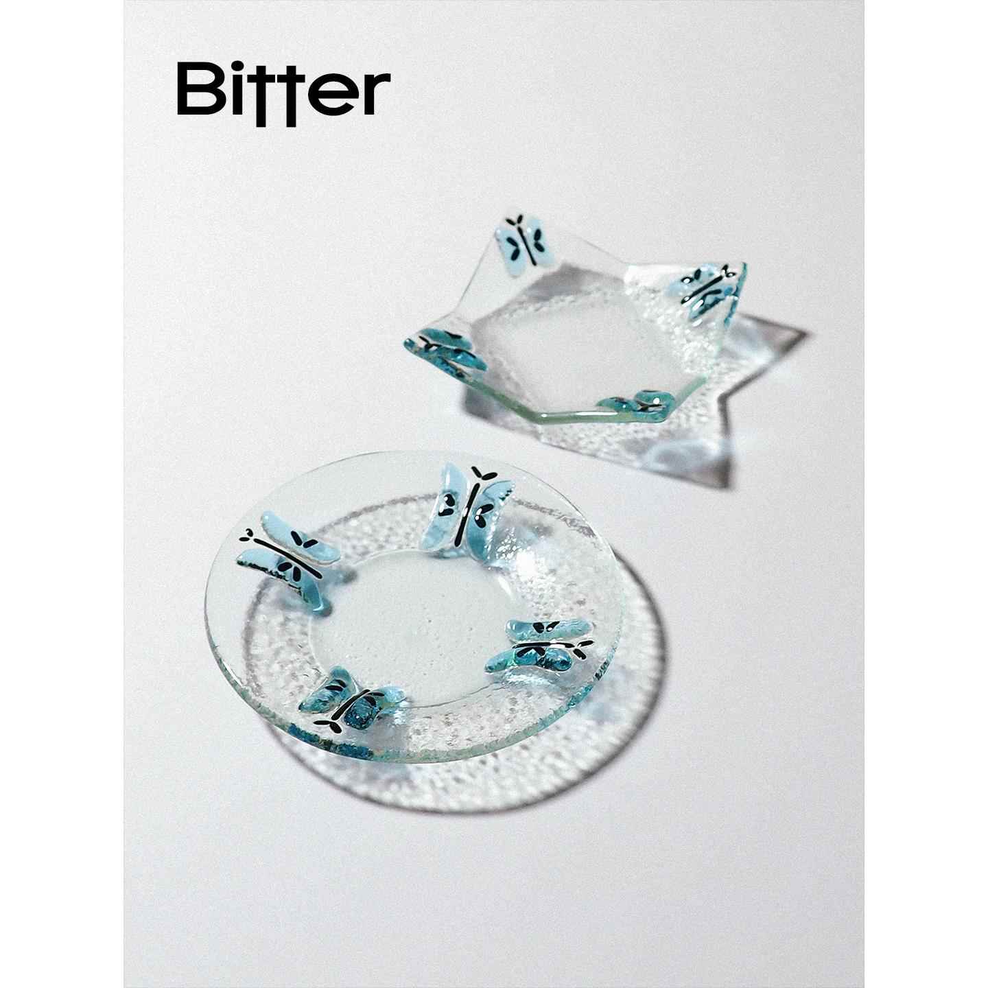 Bitter手工蝴蝶调料碟家用酱油蘸料碟覆古玻璃首饰托 托盘小号碟