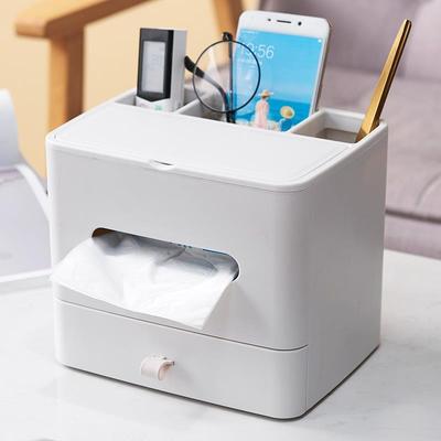 北欧25纸巾盒带抽屉创意多功能卧室客厅纸巾收纳盒带镜子卫生纸盒