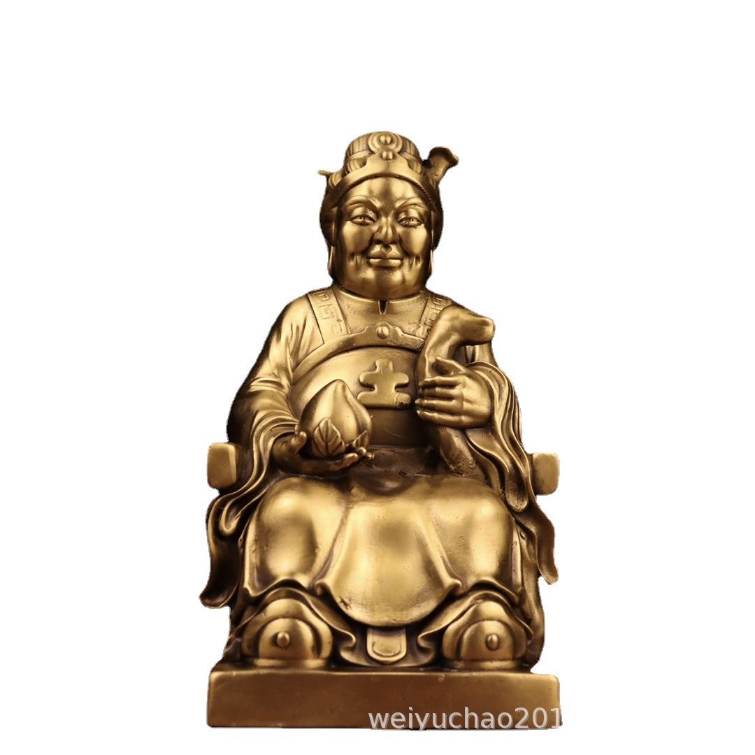 纯铜土地公土地婆摆件一对纯铜家用福德正神地主爷财神像佛摆件