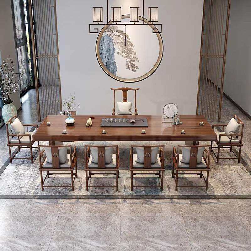 茶桌板茶座椅一套新中式实木家用VMG客茶厅公大司接待台办公室泡