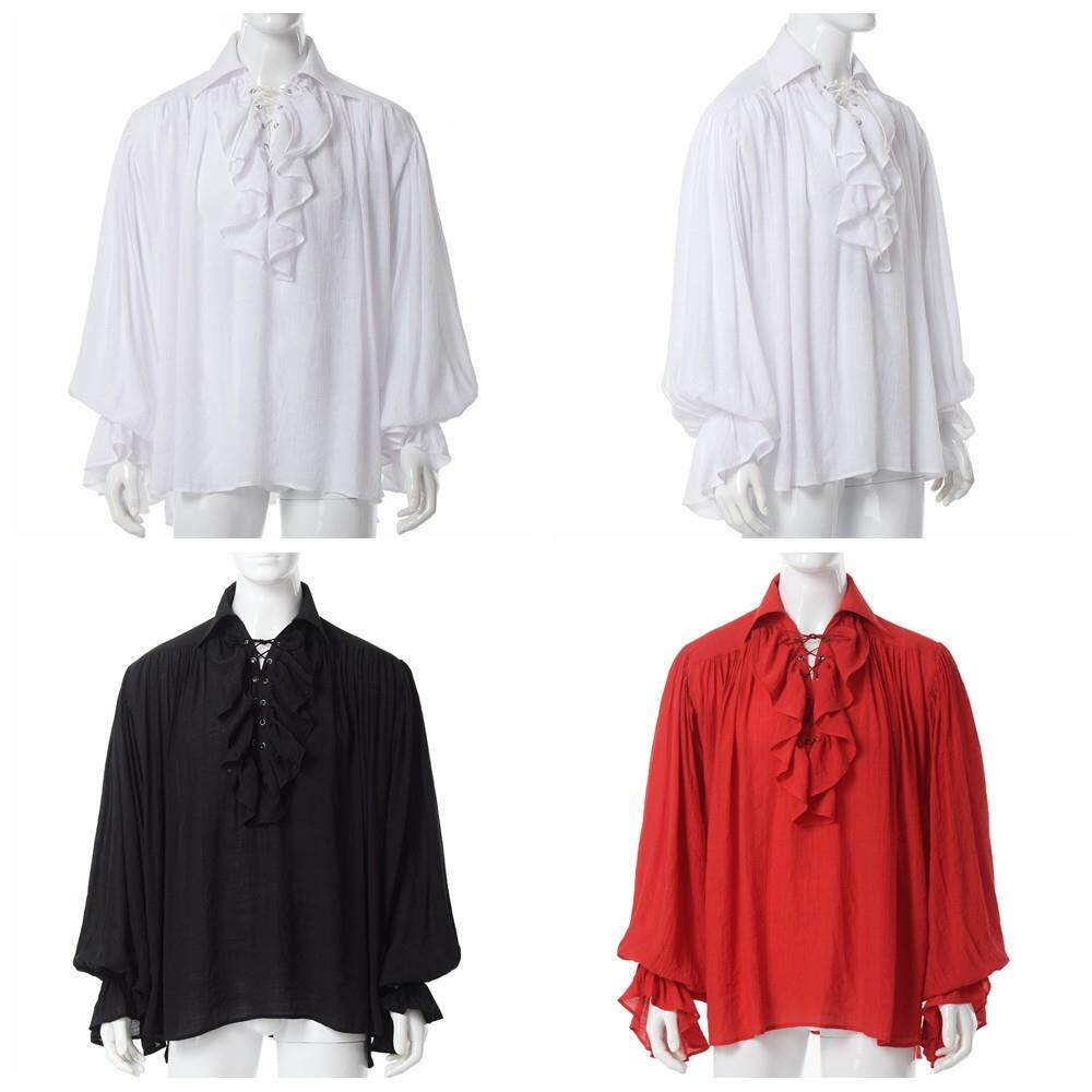 Men Pirate Shirt Vampire Prince Poet Shirts Medieval Buccane