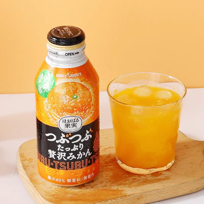 6瓶装日本进口Pokka百佳橙汁苹果汁雪梨汁400g札幌柑橘果肉汁饮料