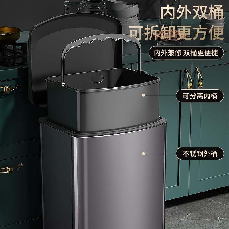 O8D不锈钢垃圾桶脚踏式厨房客厅卧室家用正方形带盖垃圾筒