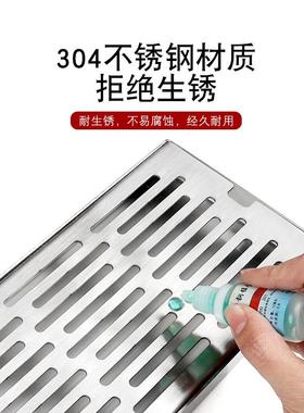 304锈钢75管浴室地漏长1方长形大排量花园室外1不D3C120-D0条下水