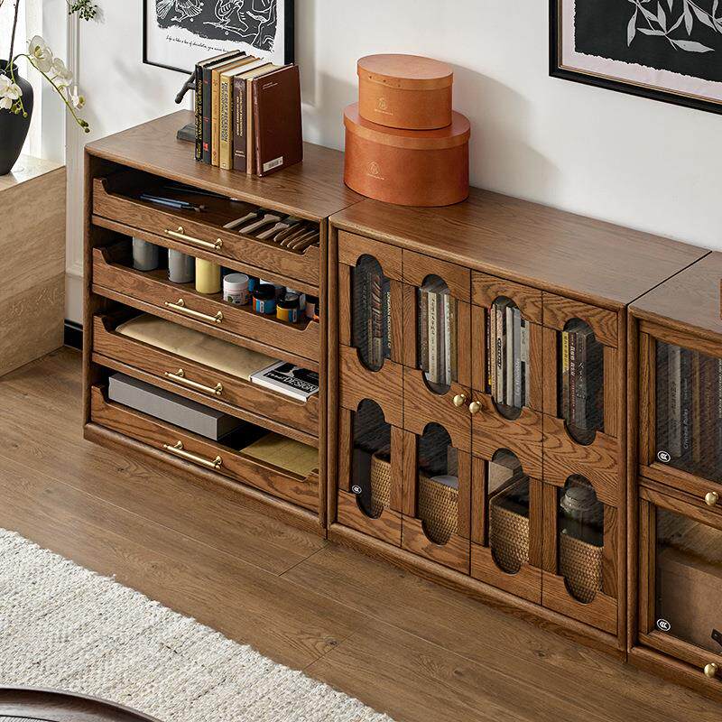 各各沃法式复古落地电视柜家用客厅2026新款收纳储物一体自由组合