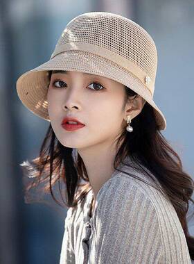 2026新款防晒帽子女款夏季遮阳优雅百搭显脸小帽子夏天薄款渔夫帽