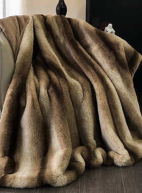 渐变*160cm二新款条秋冬深风格高mita23毯子巧100水貂毛毯喷奢-