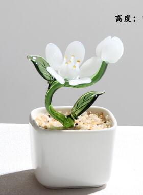 办公室创意琉璃盆栽桌面装饰摆件