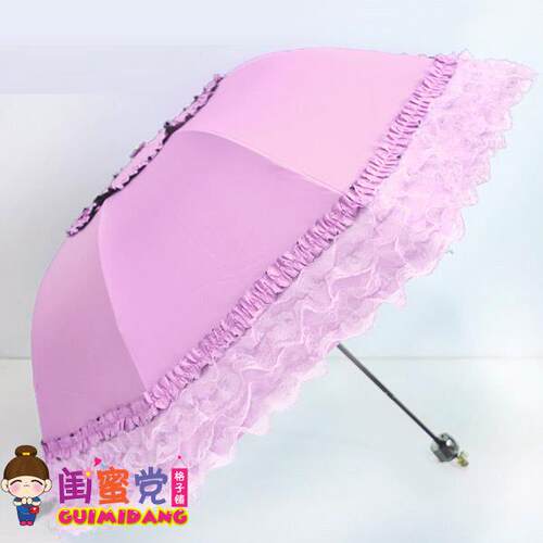 高档太晴阳女伞蕾雨伞雨两用防晒防紫外丝线折叠黑胶森系复古女生
