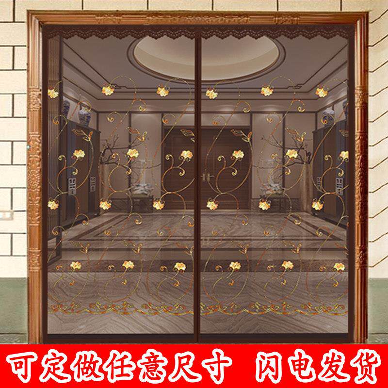 入户门防蚊门帘四季通用定做魔术贴大门磁性纱门纯色卧室夏季磁性