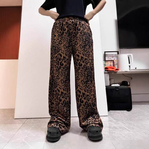 Women'S Leopard Print Drawstring Waist Sweatpants Casual