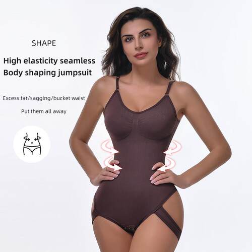 Strap top body shaping bodysuit with waist and abdomen