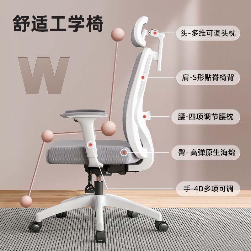 人体工学椅透气网椅可躺午睡电脑椅舒适久坐办公椅升降旋转座椅