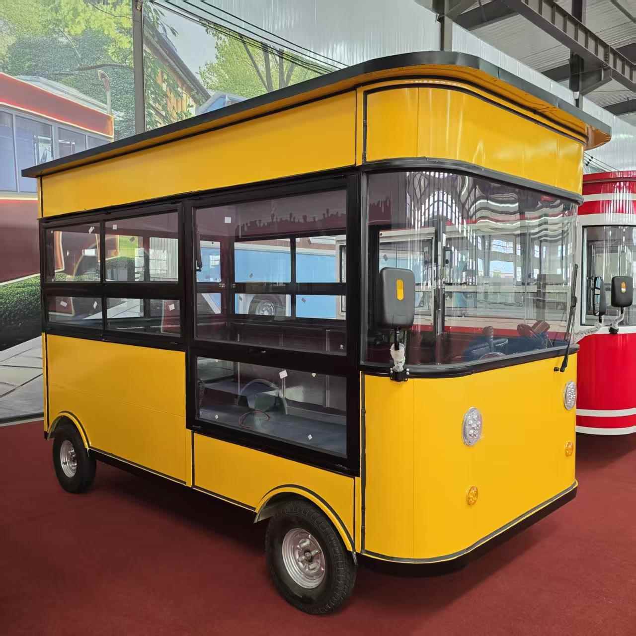 商用多功能电动四轮餐车早餐小吃售货车摆摊创业移动式店铺售卖车