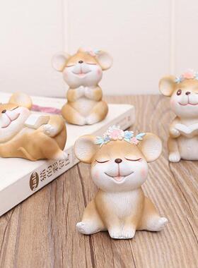 卡通zakka创意可爱俏皮小老鼠树脂工艺品桌面装饰摆件蛋糕装饰品