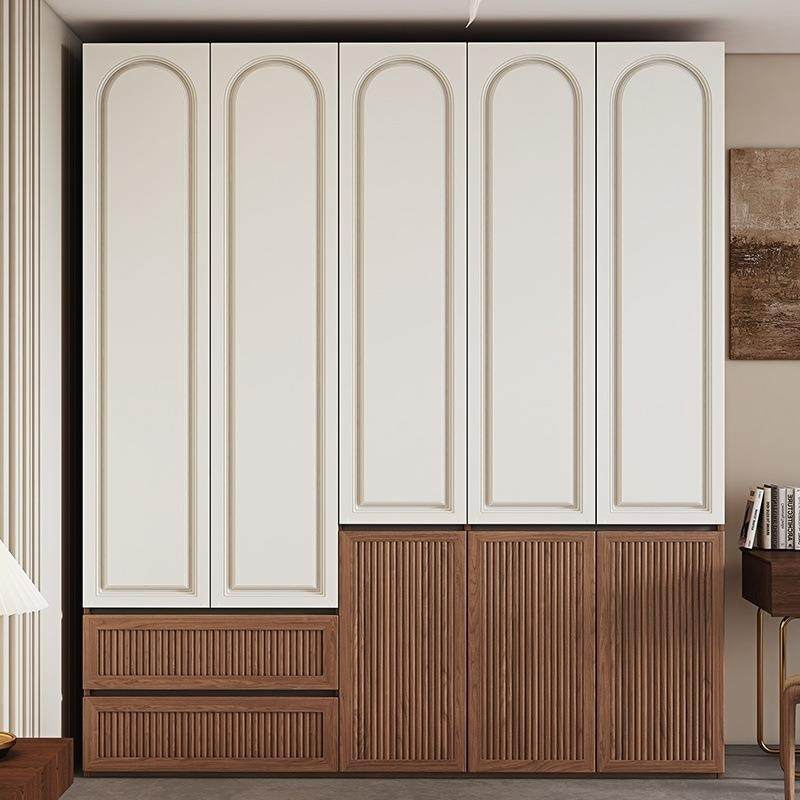 实木柜式复经古奶油风免拉手分衣柜段式衣柜卧衣室家用古风济型法