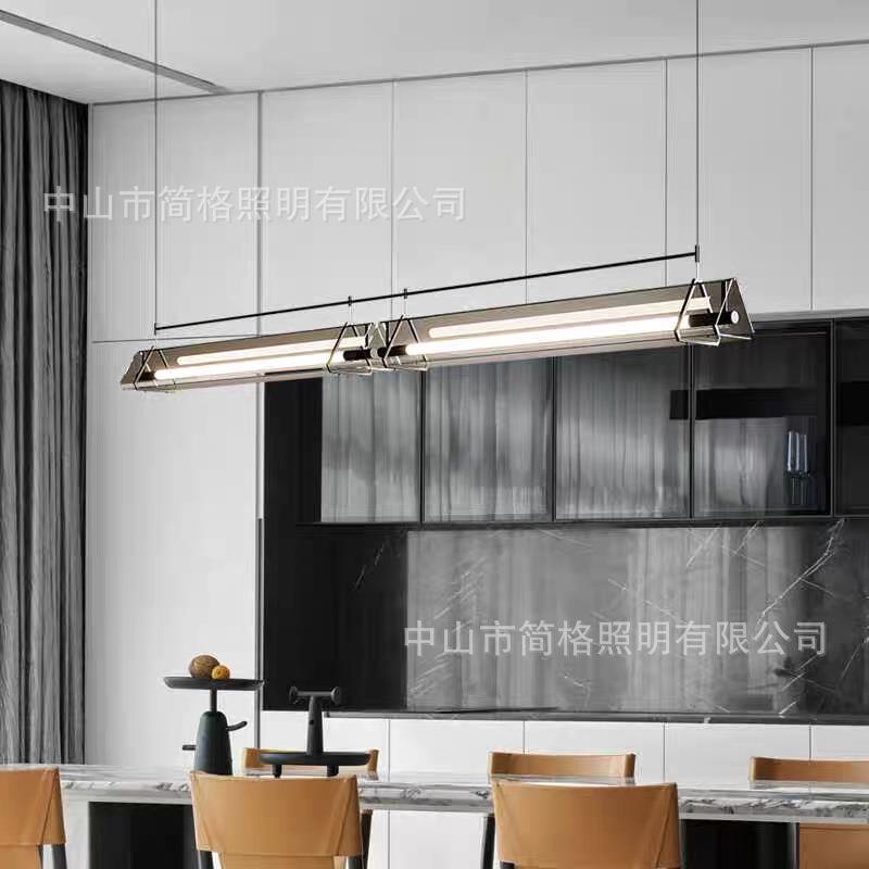 餐厅吊灯设计师吧台极简后现代一字办公室长条咖啡厅超长收银台灯