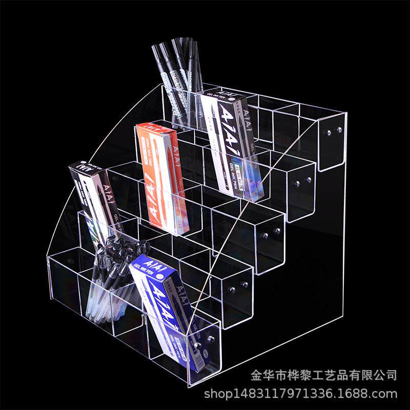 亚克力笔架 文具店超市专用笔收纳盒 圆珠笔中性笔眉笔盒装笔架