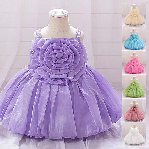 toddler girls glitter ruffle trim tulle party dress flower