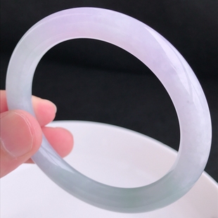 拍卖 内径56圈口天然缅甸A货紫罗兰圆条翡翠玉手镯42.33g