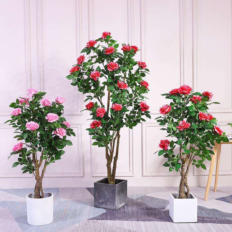 厂家仿真植物盆栽玫瑰花牡丹假花客厅落地装饰品室内植物盆景