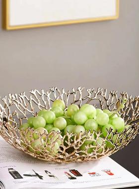 轻奢工金属水果盘摆件家居茶几餐桌果G0008篮样板酒店装饰艺品软