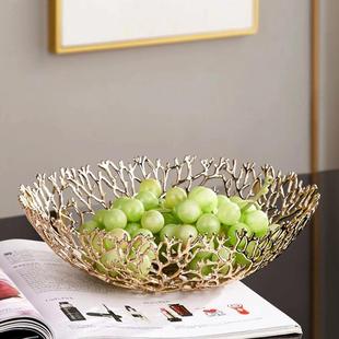 轻奢工金属水果盘摆件家居茶几餐桌果G0008篮样板酒店装 饰艺品软