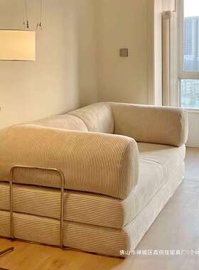 布艺压缩沙发床懒人沙发小户型客厅卧室可折叠拆洗双三人两用轻奢