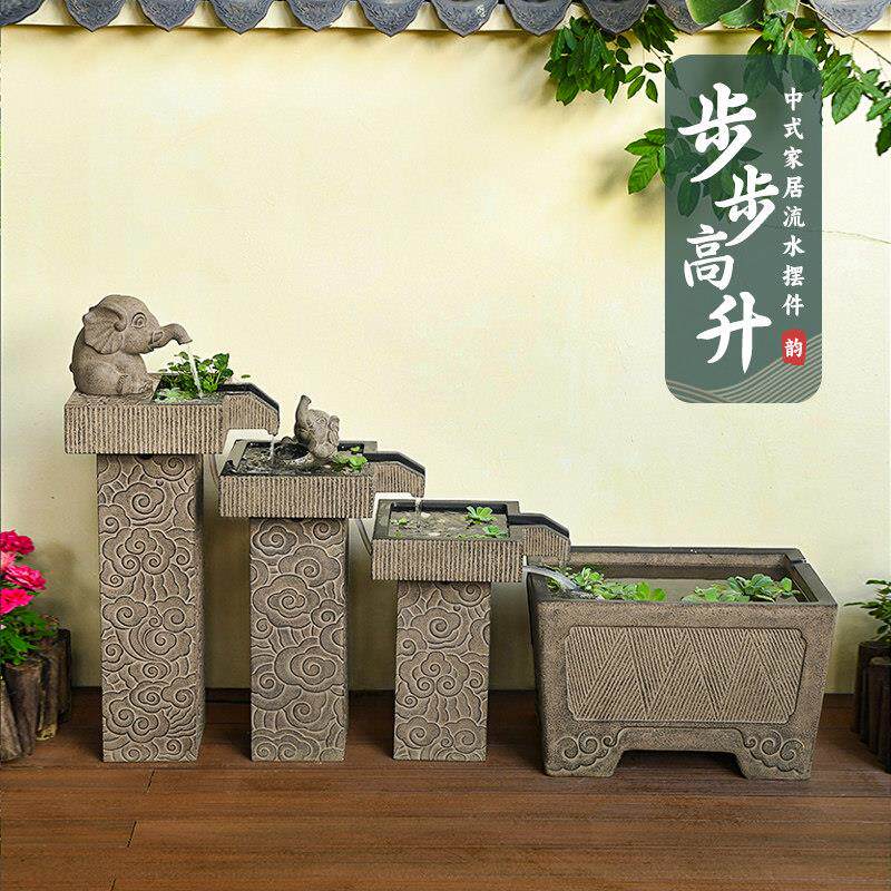 室外庭院鱼缸瀑布造景流水摆件 水循环鱼池喷泉景观阳台花园布置